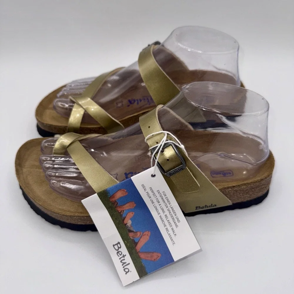 Betula Licensed by Birkenstock Mia Sandals Women's Size 6‎ EU 37 Gold Metallic